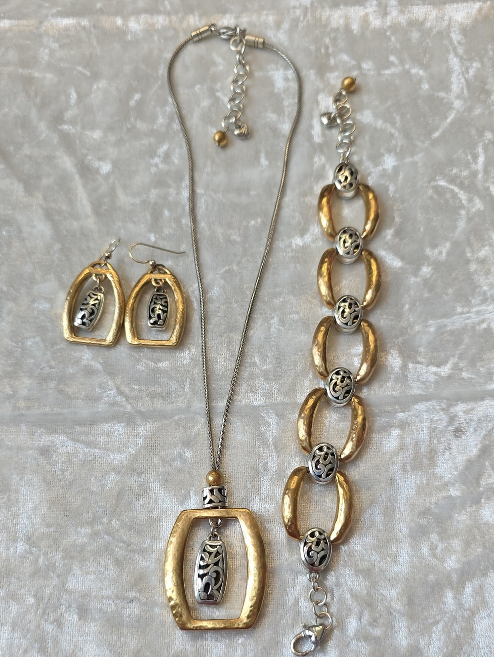 Brighton Retired Two-tone "Sensation" Collection Necklace, Bracelet & Earrings